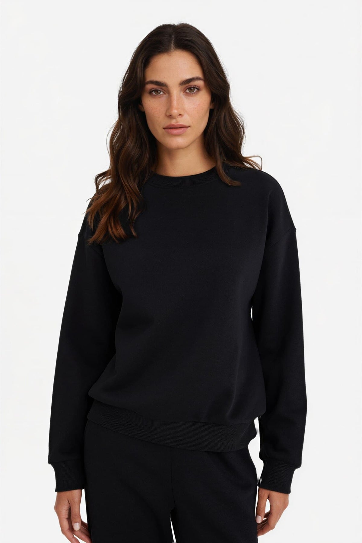 Relax Fit Crew Neck Basic Thick Sweatshirt