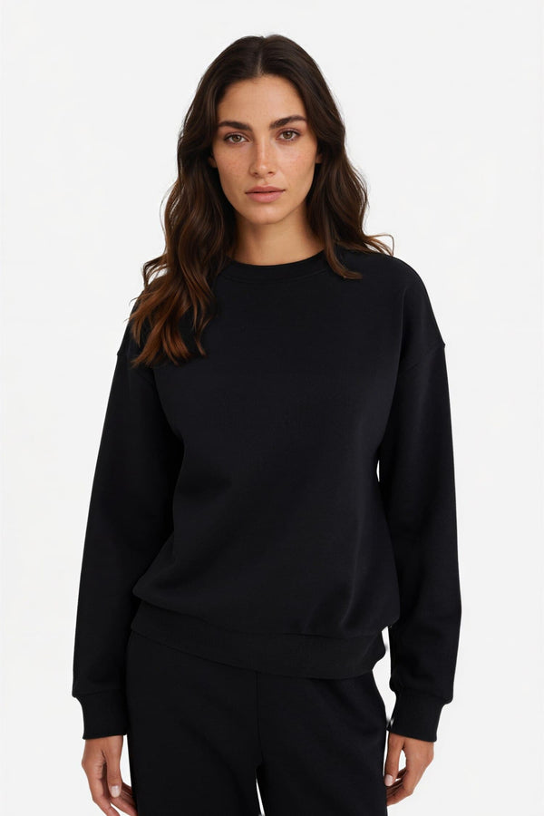 Relax Fit Crew Neck Basic Thick Sweatshirt