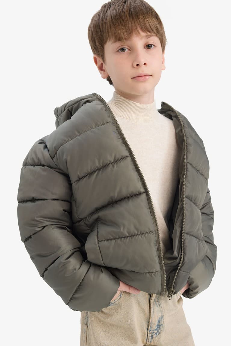 Boys Waterproof Hooded Zippered Puffer Jacket Main image
