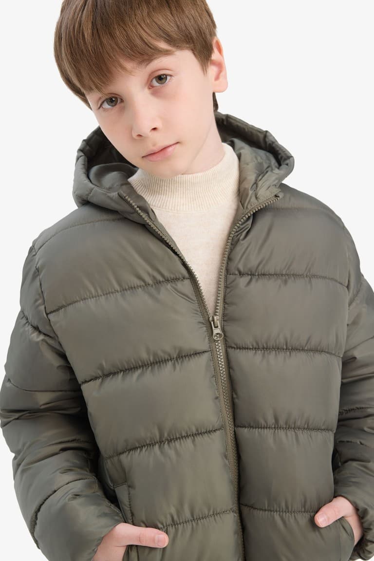 Boys Waterproof Hooded Zippered Puffer Jacket
