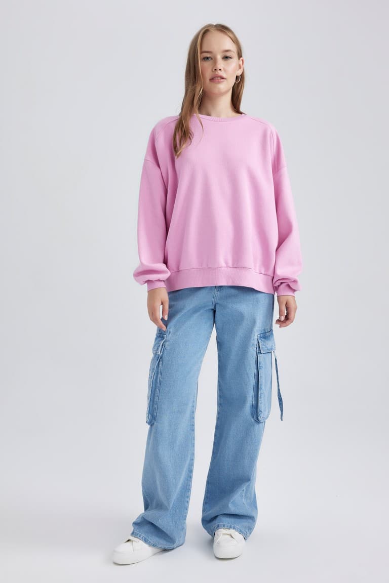 Coool oversized wide fit crew neck thick fabric sweatshirt