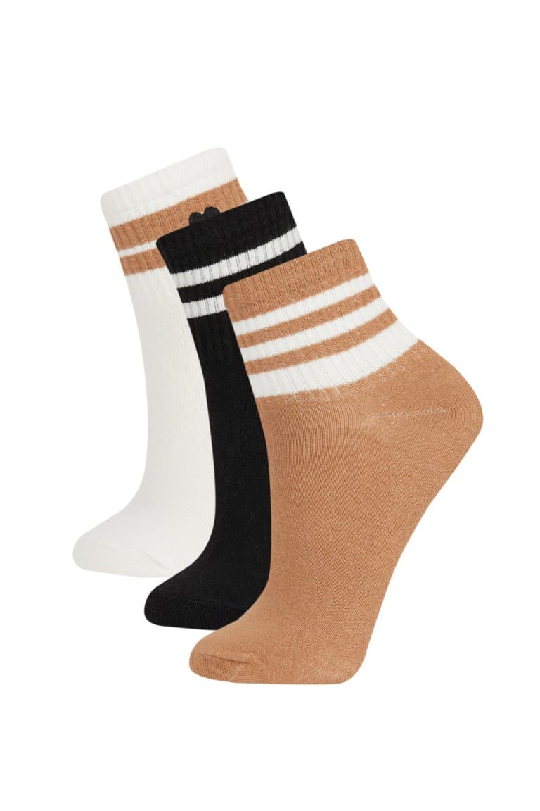 Women's Comfortable Rubber 3 Pcs Cotton Long Socks