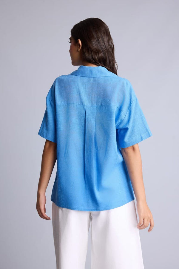 Oversize Fit Shirt Collar Short Sleeve Shirt