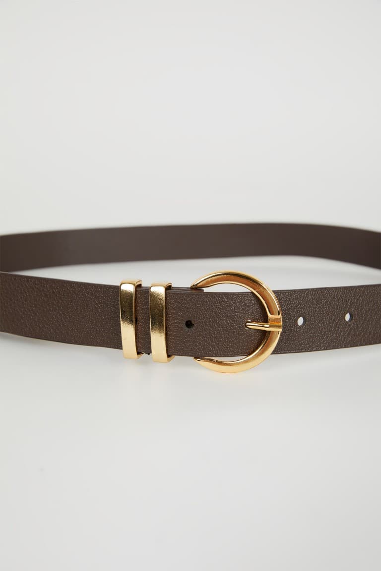 Women's Oval Buckle Faux Leather Jean Belt