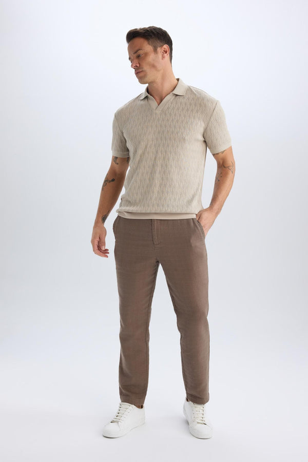 100% Cotton Summer Jogger Pants Regular Fit Regular Cut Linen Look Straight Leg Pocket