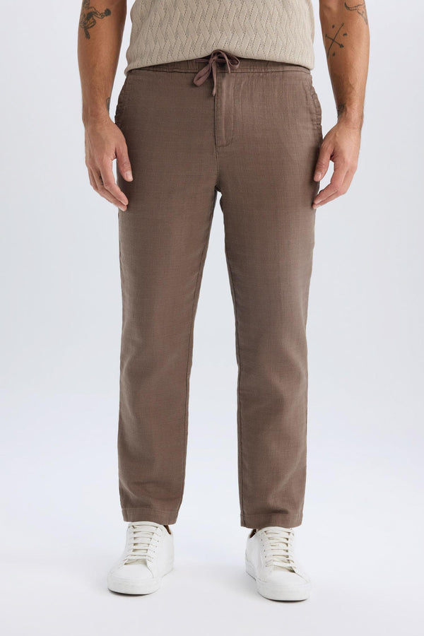 100% Cotton Summer Jogger Pants Regular Fit Regular Cut Linen Look Straight Leg Pocket