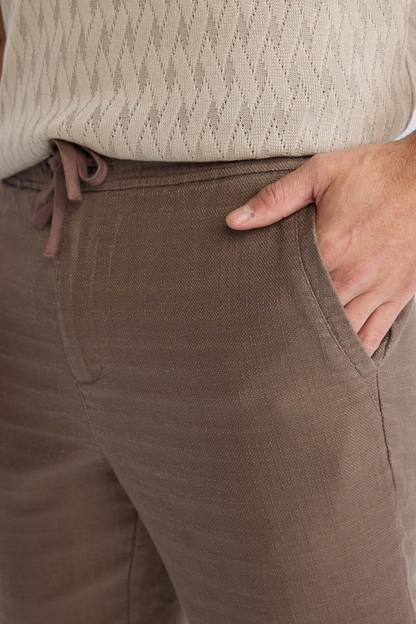 100% Cotton Summer Jogger Pants Regular Fit Regular Cut Linen Look Straight Leg Pocket