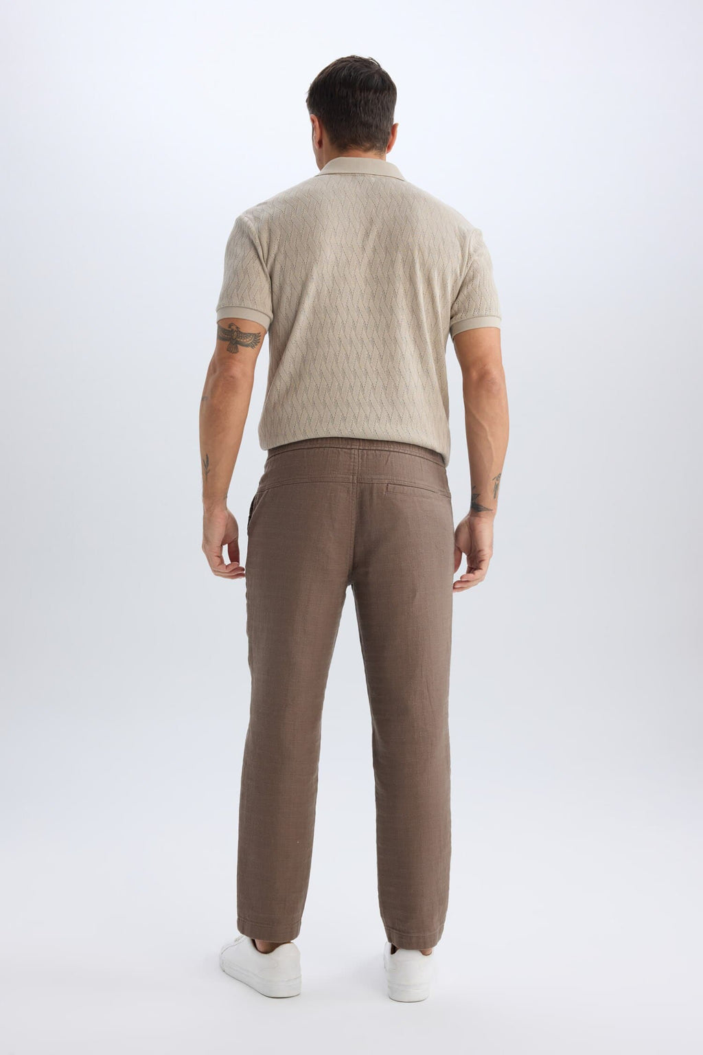 100% Cotton Summer Jogger Pants Regular Fit Regular Cut Linen Look Straight Leg Pocket