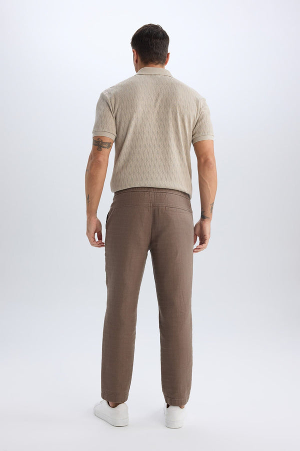100% Cotton Summer Jogger Pants Regular Fit Regular Cut Linen Look Straight Leg Pocket