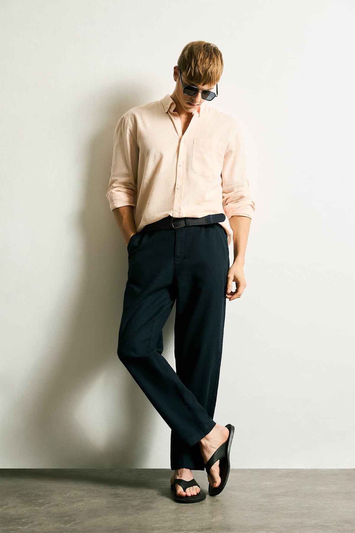 100% Cotton Summer Jogger Pants Regular Fit Regular Cut Linen Look Straight Leg Pocket