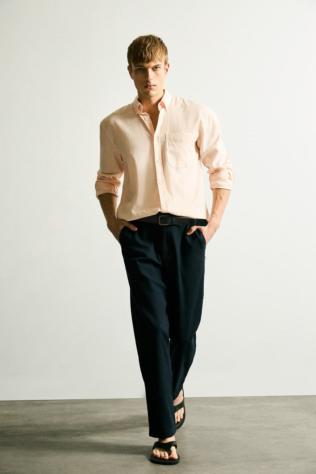 100% Cotton Summer Jogger Pants Regular Fit Regular Cut Linen Look Straight Leg Pocket