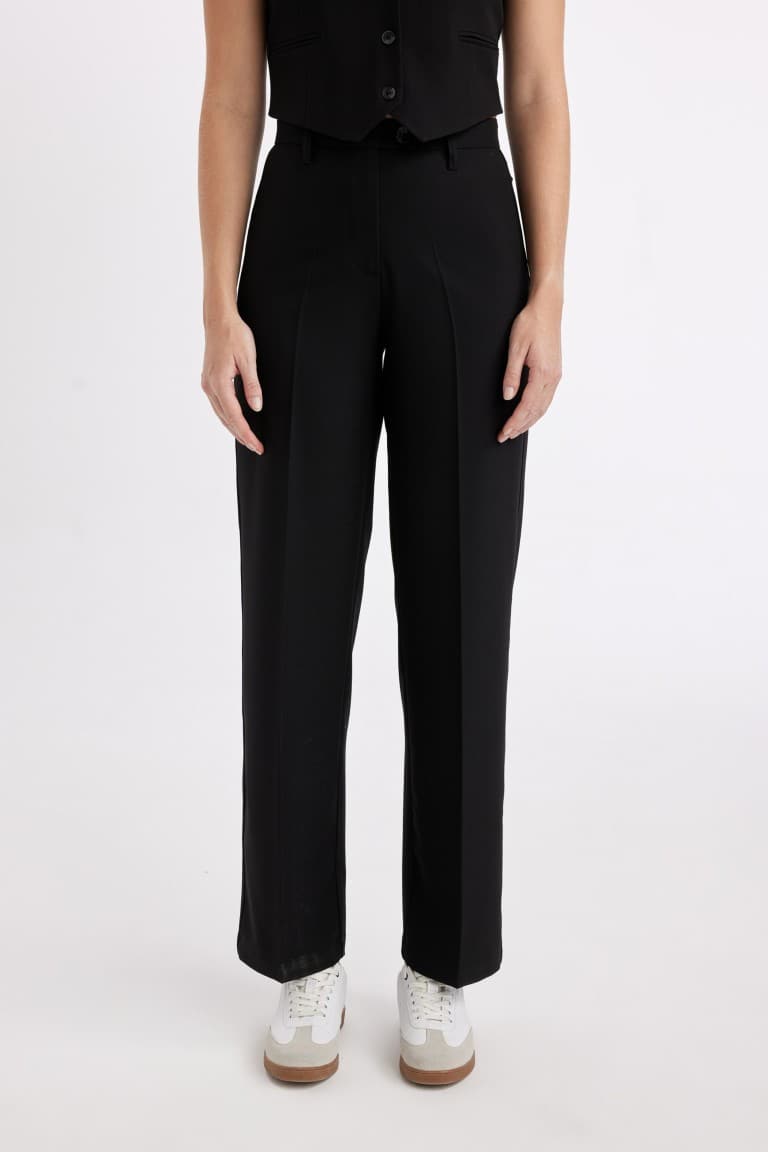 High Waisted Straight Leg Trousers