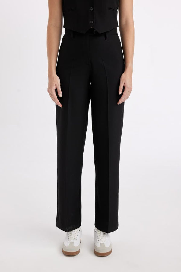 High Waisted Straight Leg Trousers