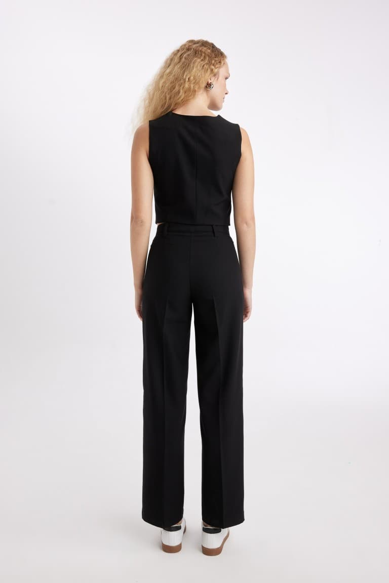 High Waisted Straight Leg Trousers