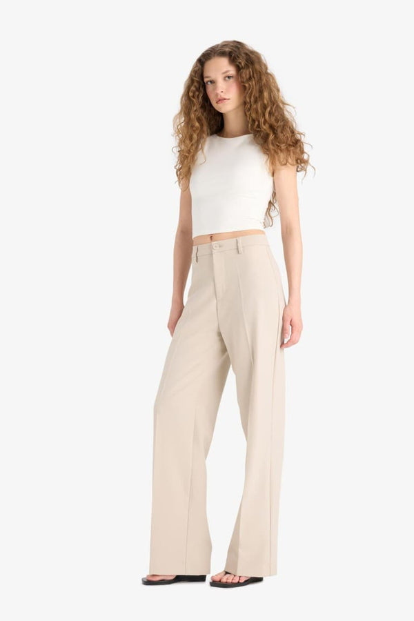 High Waisted Straight Leg Trousers
