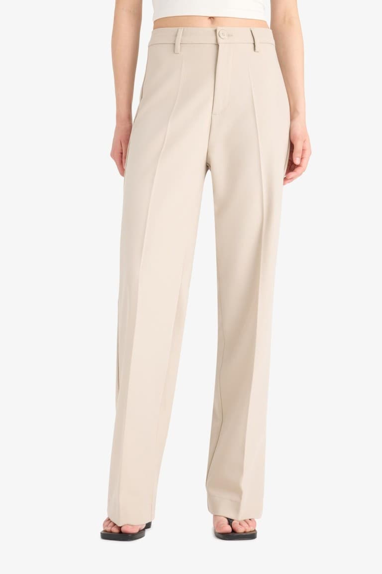 High Waisted Straight Leg Trousers