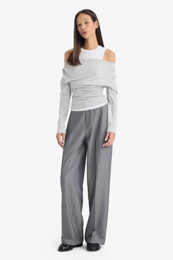 High Waisted Straight Leg Trousers