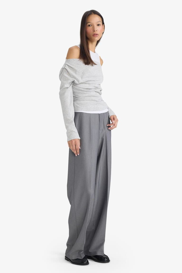 High Waisted Straight Leg Trousers
