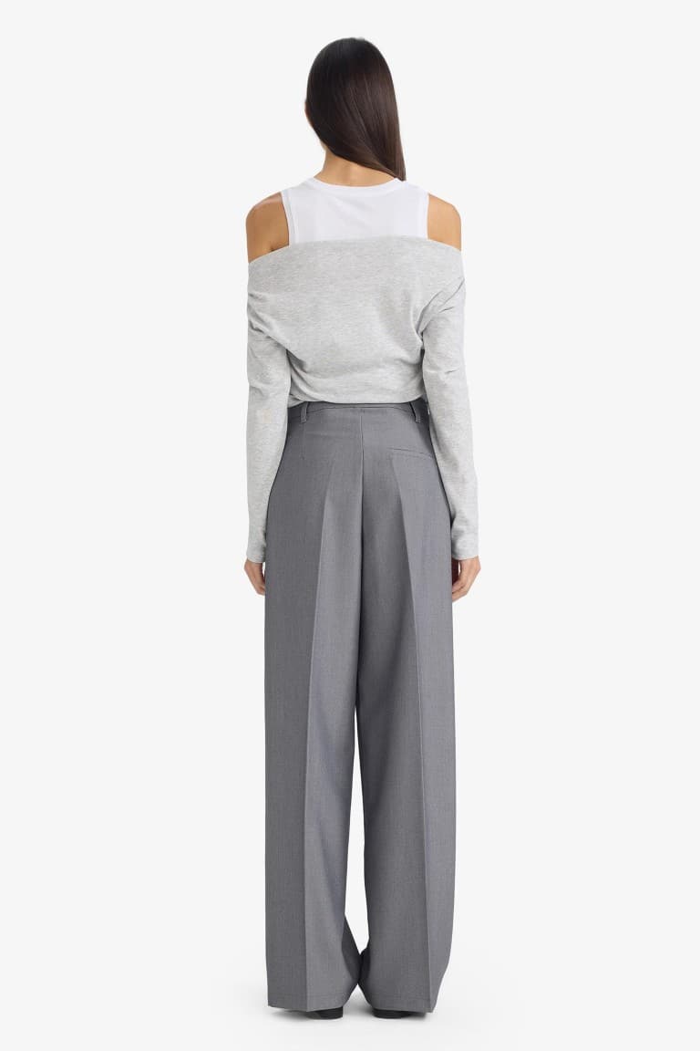 High Waisted Straight Leg Trousers