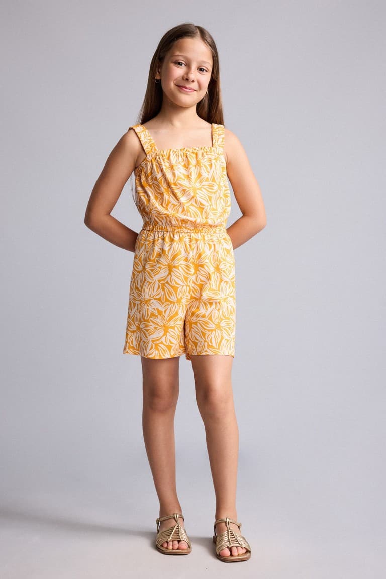 100% Cotton Floral Strappy Jumpsuit Girl Main image