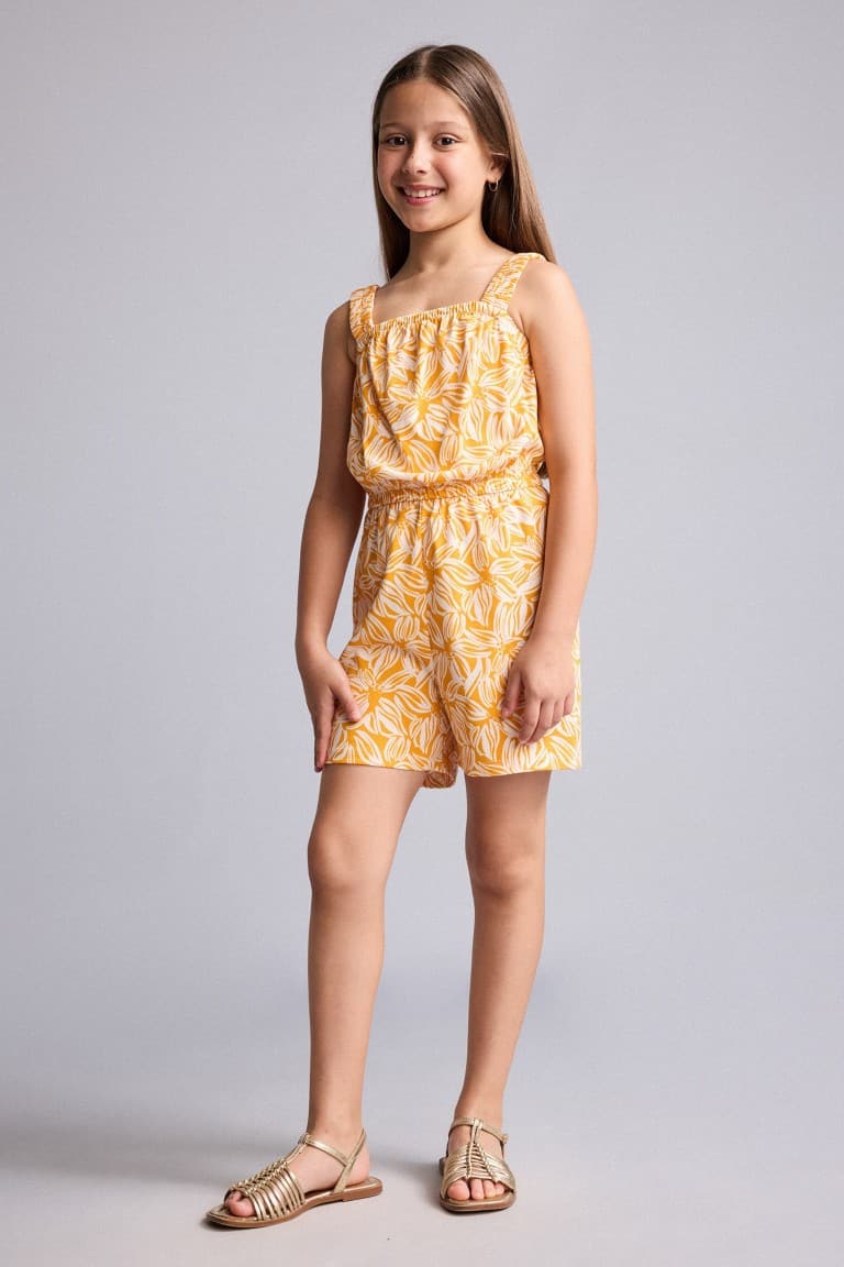 100% Cotton Floral Strappy Jumpsuit Girl