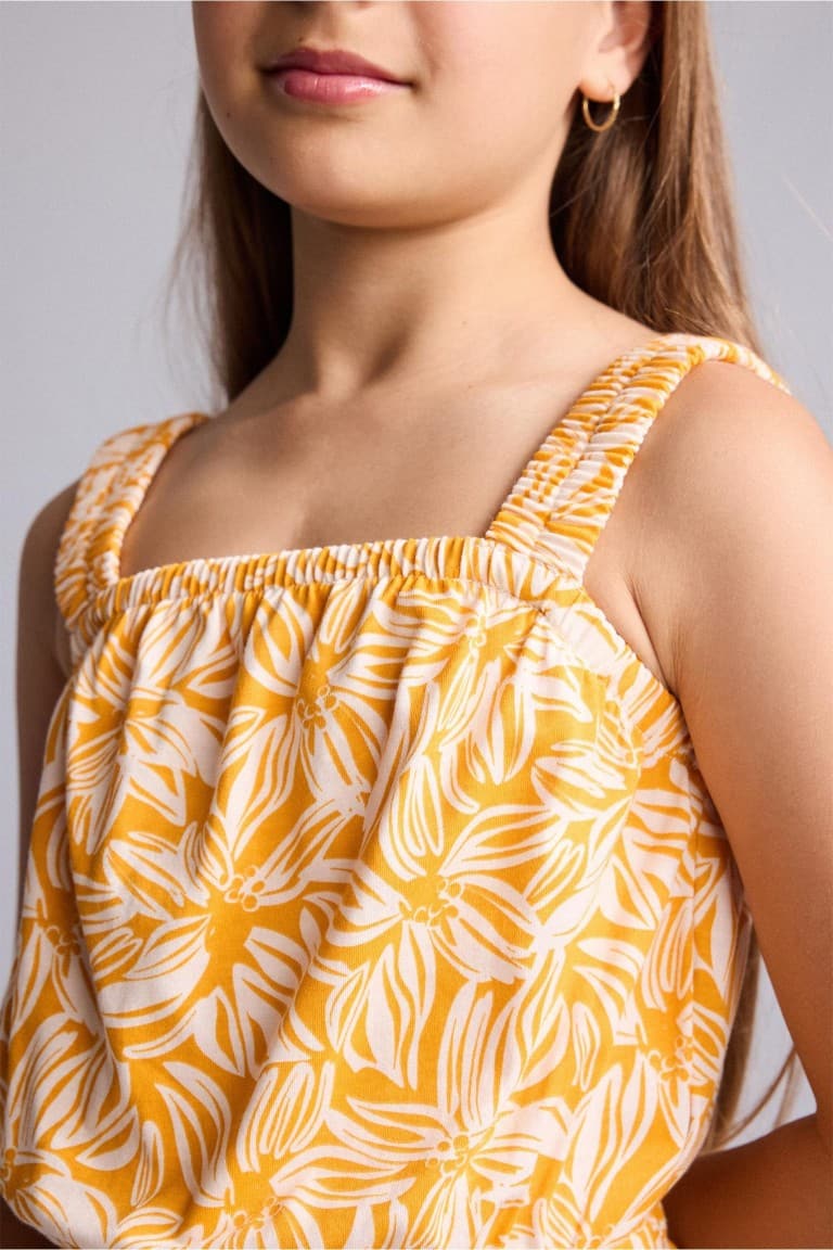 100% Cotton Floral Strappy Jumpsuit Girl