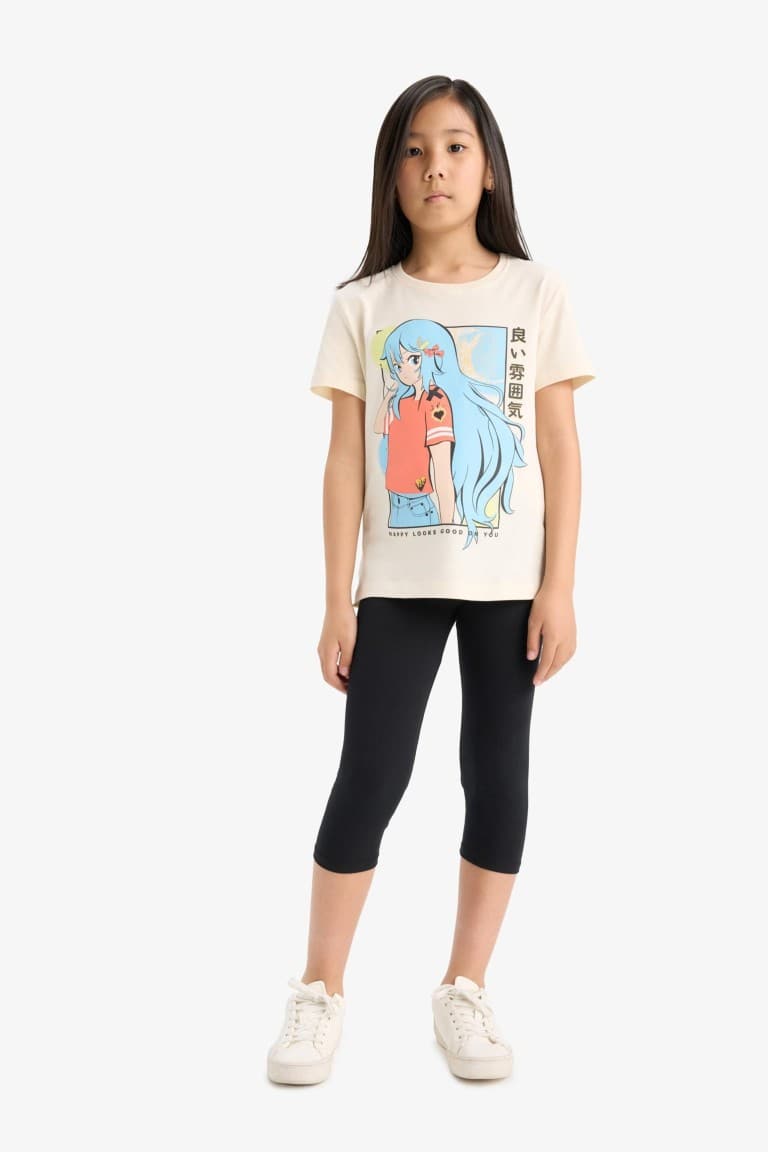 Girls Midi Basic Plain Leggings