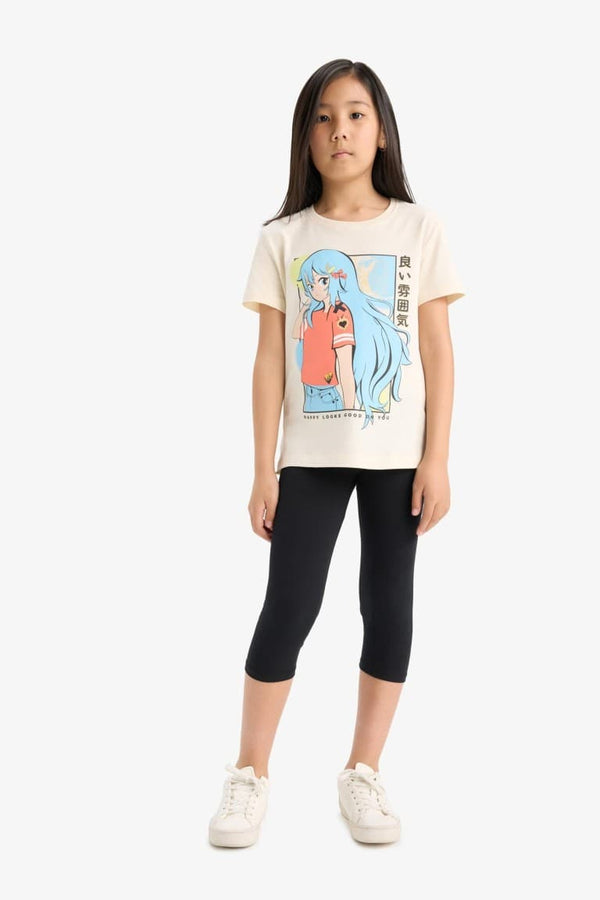 Girls Midi Basic Plain Leggings