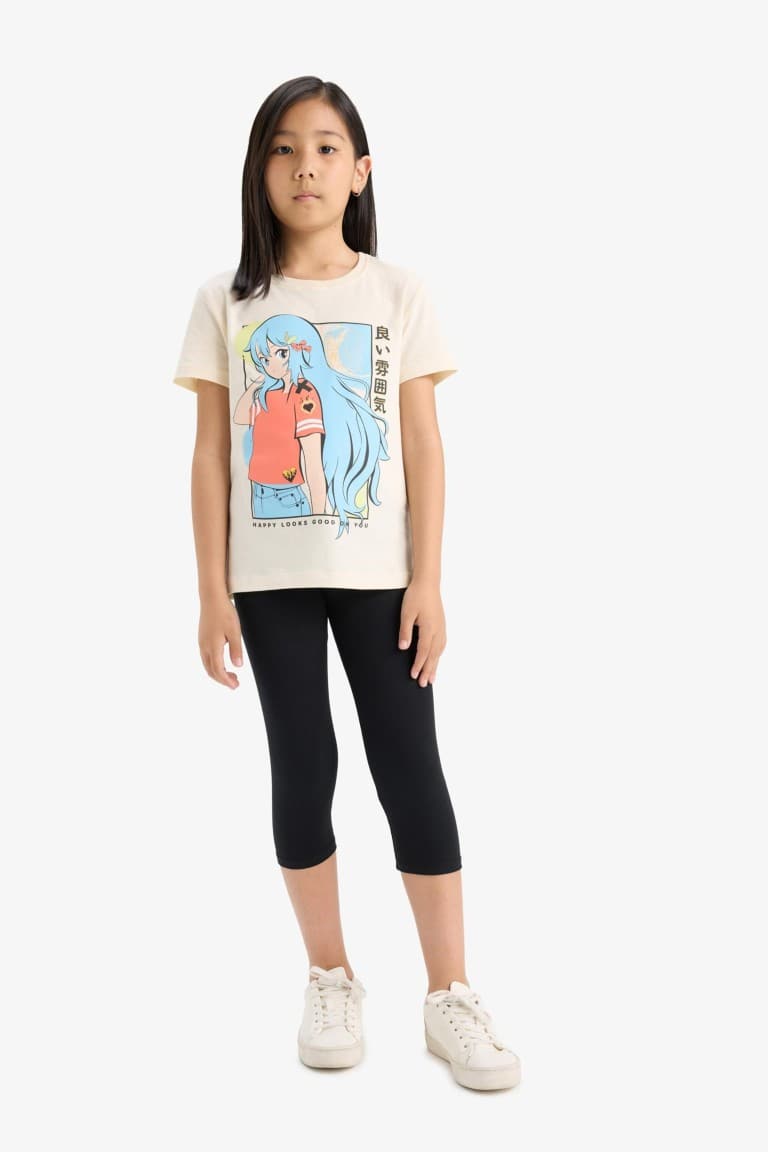 Girls Midi Basic Plain Leggings
