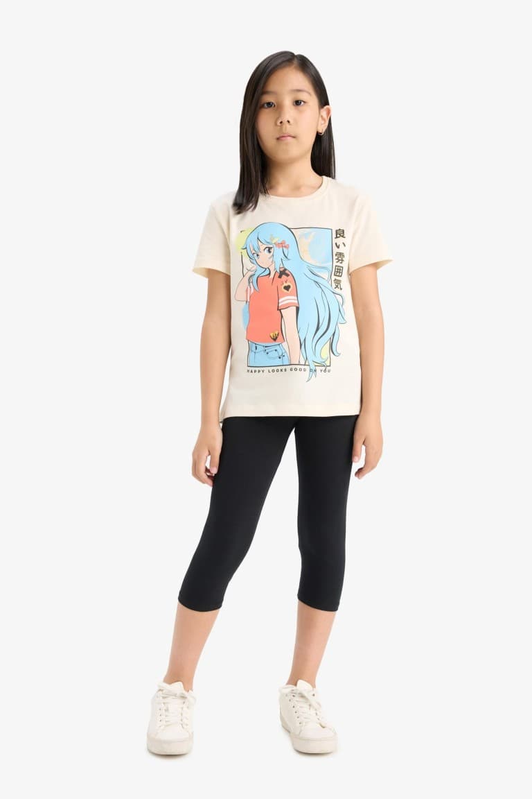 Girls Midi Basic Plain Leggings