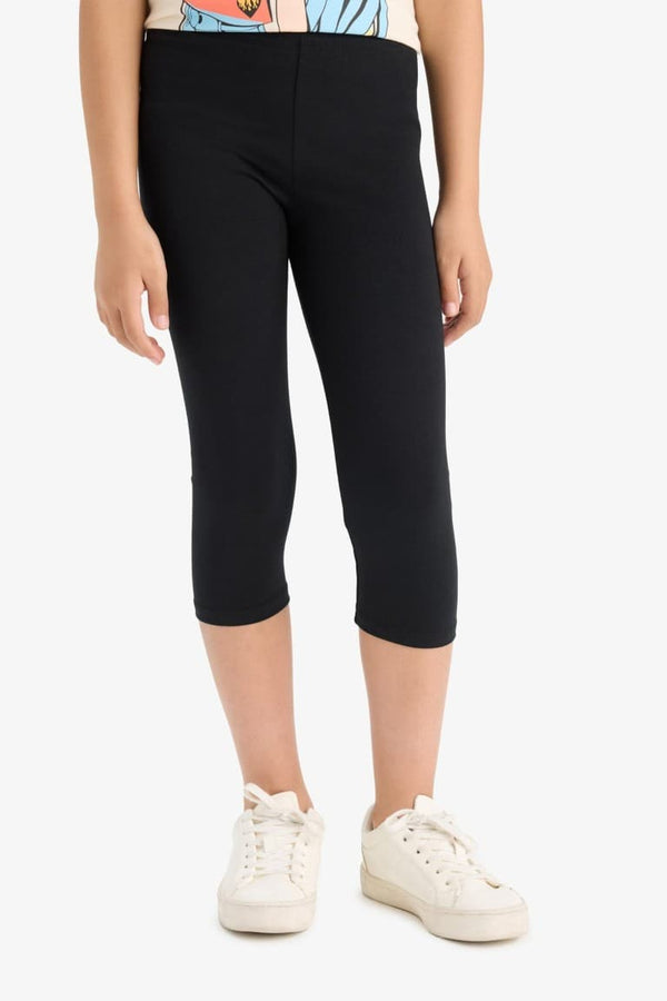 Girls Midi Basic Plain Leggings