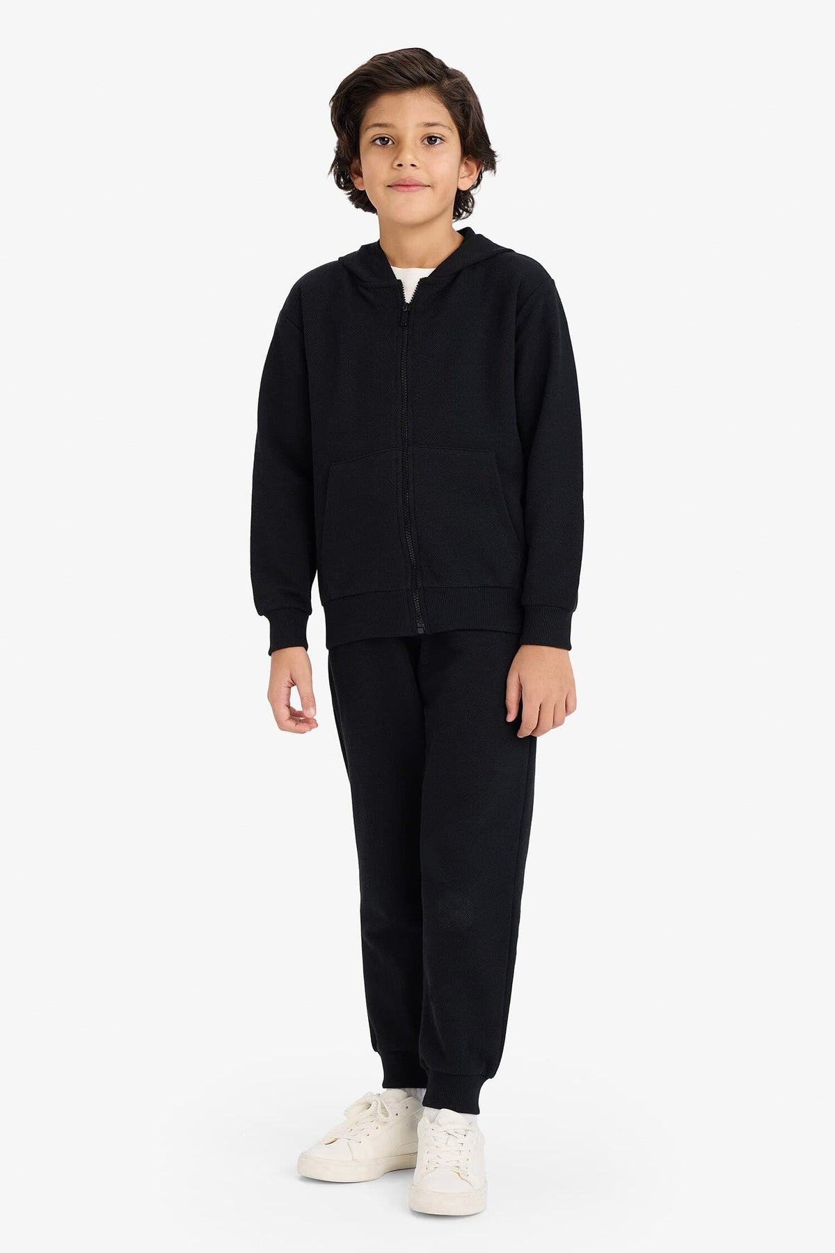 Boy Elastic Waist Leg Pique Basic Sweatpants