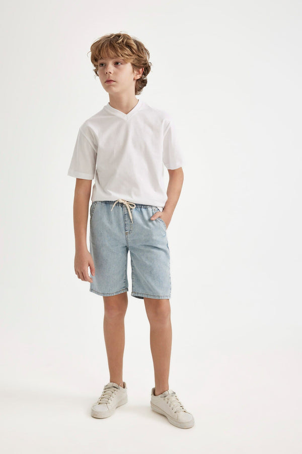Boy Flexible Waist Denim Shorts
