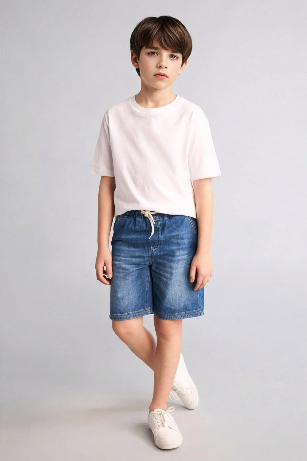Boy Flexible Waist Denim Shorts