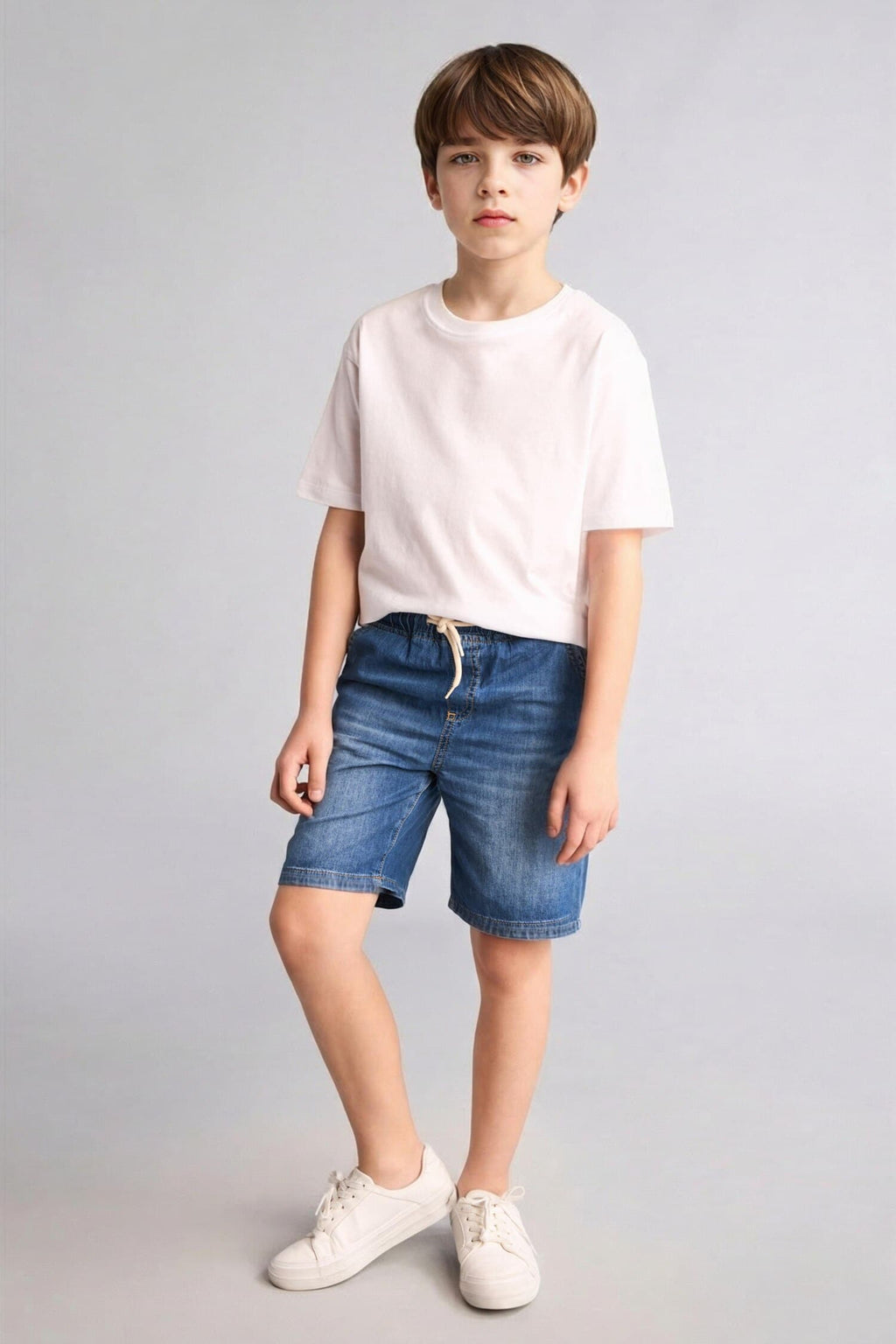 Boy Flexible Waist Denim Shorts