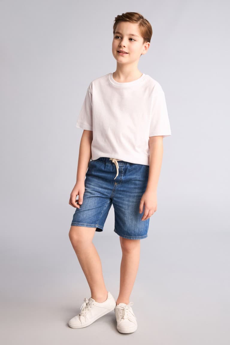 Boy Flexible Waist Denim Shorts