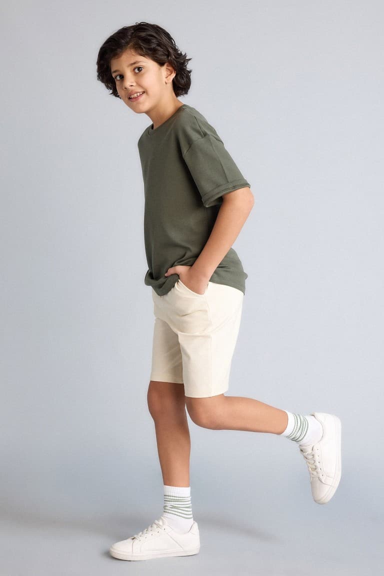 100% Cotton Elastic Waist Pocket Pique Shorts for Boys