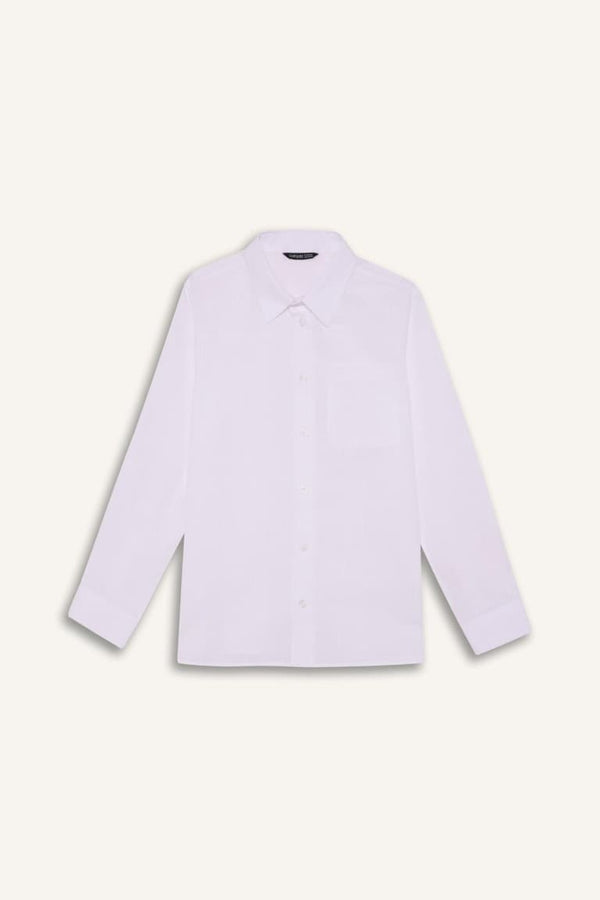 Boys Polo Collar Linen Look Long Sleeve Shirt