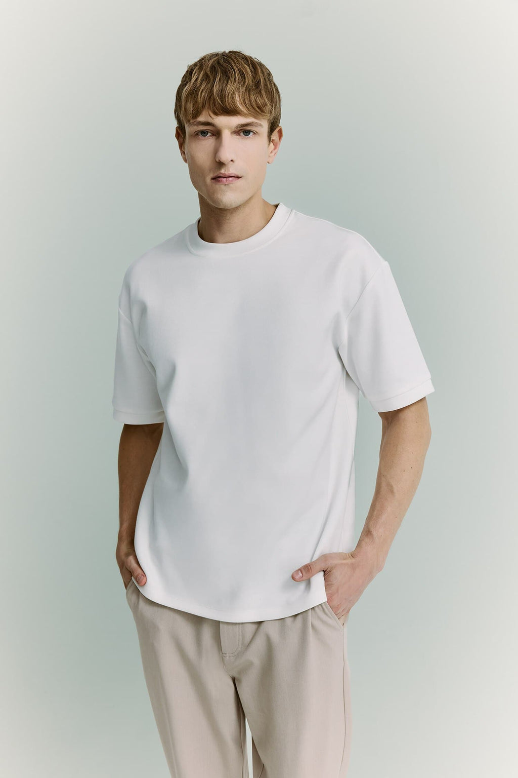 Oversize Loose Fit Crew Neck Heavy Fabric Basic Plain Short Sleeve Black T-Shirt