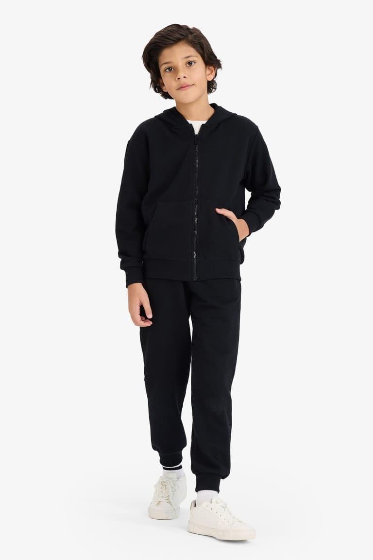 Hooded Pique Zippered Sweatshirt Boy Secondary image