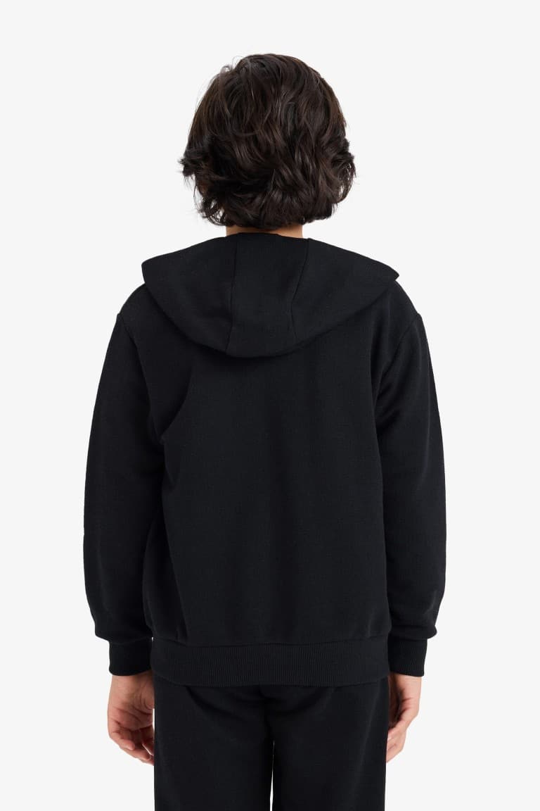 Hooded Pique Zippered Sweatshirt Boy