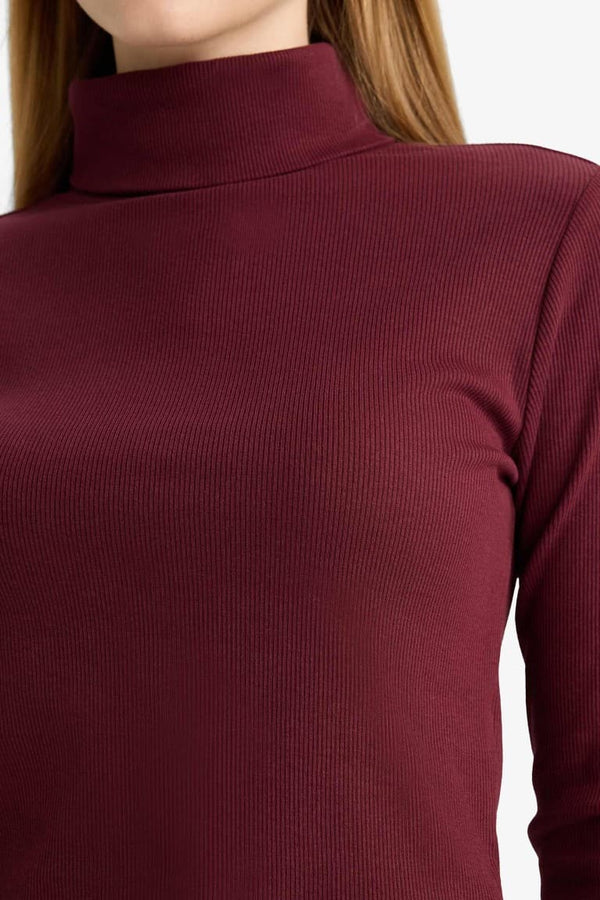 Fitted Turtleneck Ribbed Camisole Basic T-Shirt