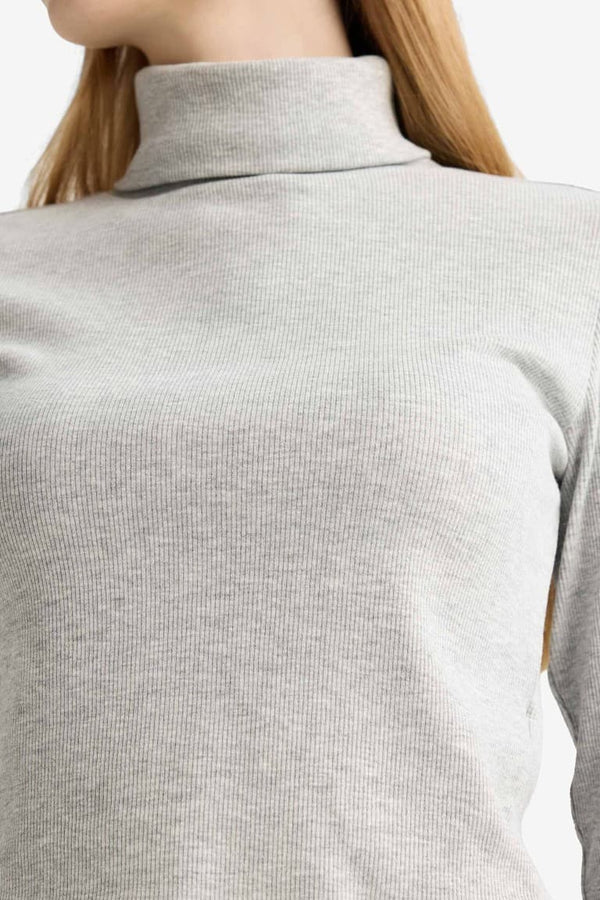 Fitted Turtleneck Ribbed Camisole Basic T-Shirt