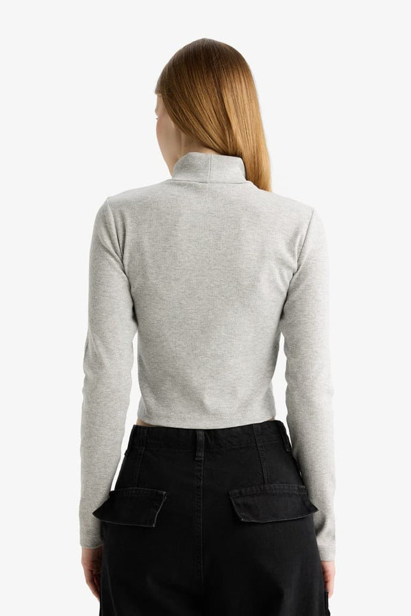 Fitted Turtleneck Ribbed Camisole Basic T-Shirt