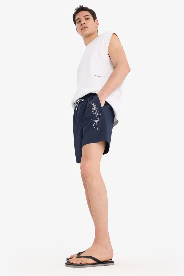 Regular Fit Mesh Lined Short Length Swim Shorts