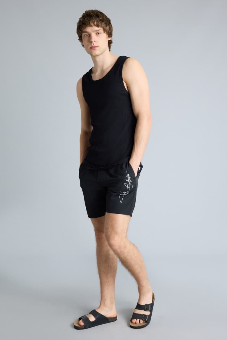 Regular Fit Mesh Lined Short Length Swim Shorts Secondary image