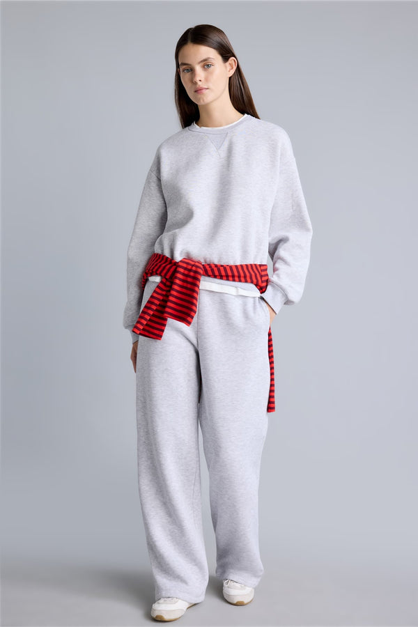 Straight Fit High Waist Thick Sweatpants with Pockets