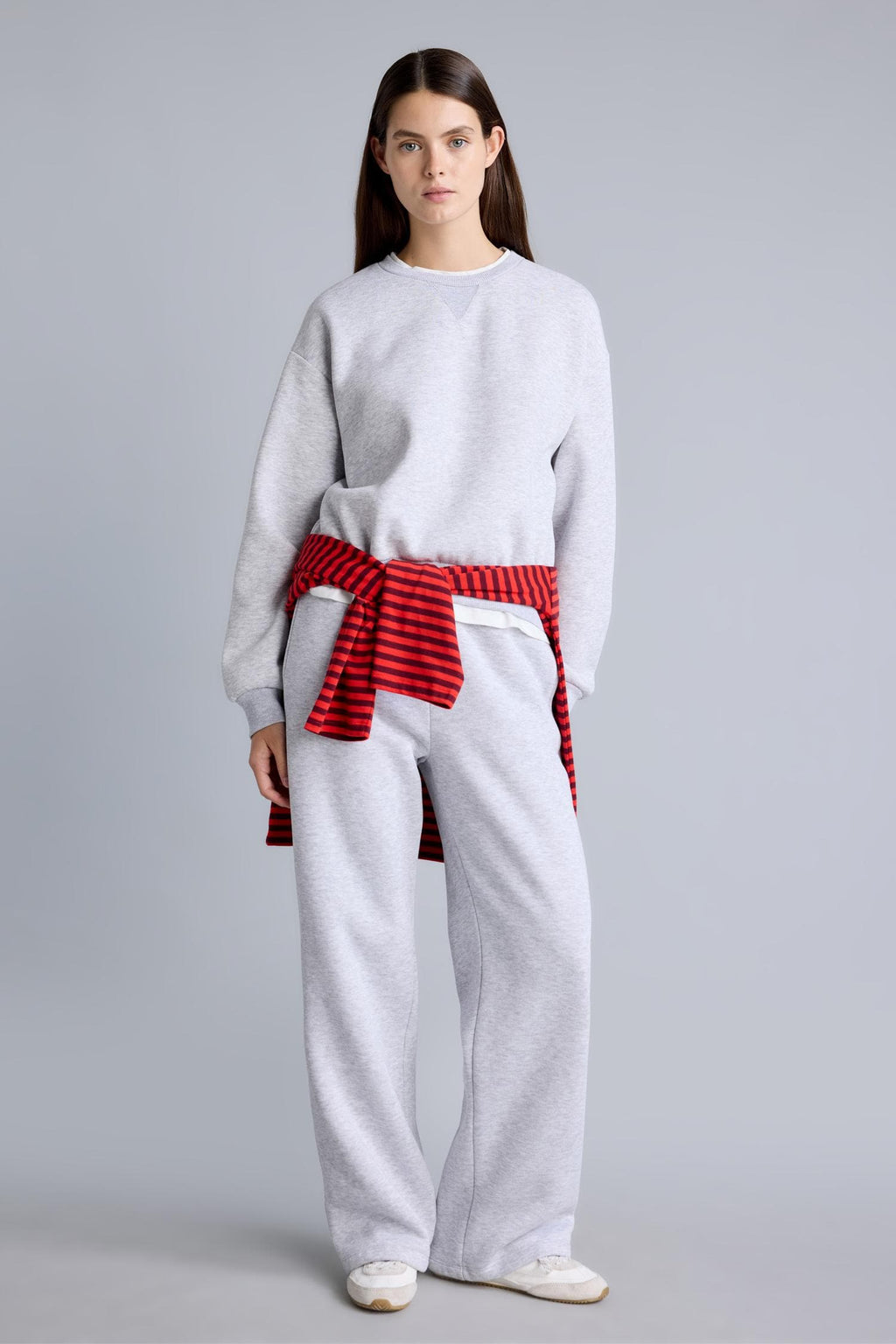 Straight Fit High Waist Thick Sweatpants with Pockets