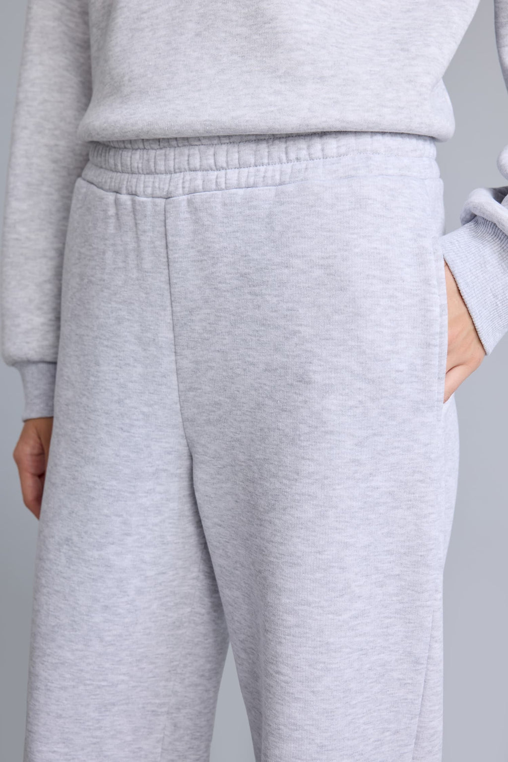 Straight Fit High Waist Thick Sweatpants with Pockets