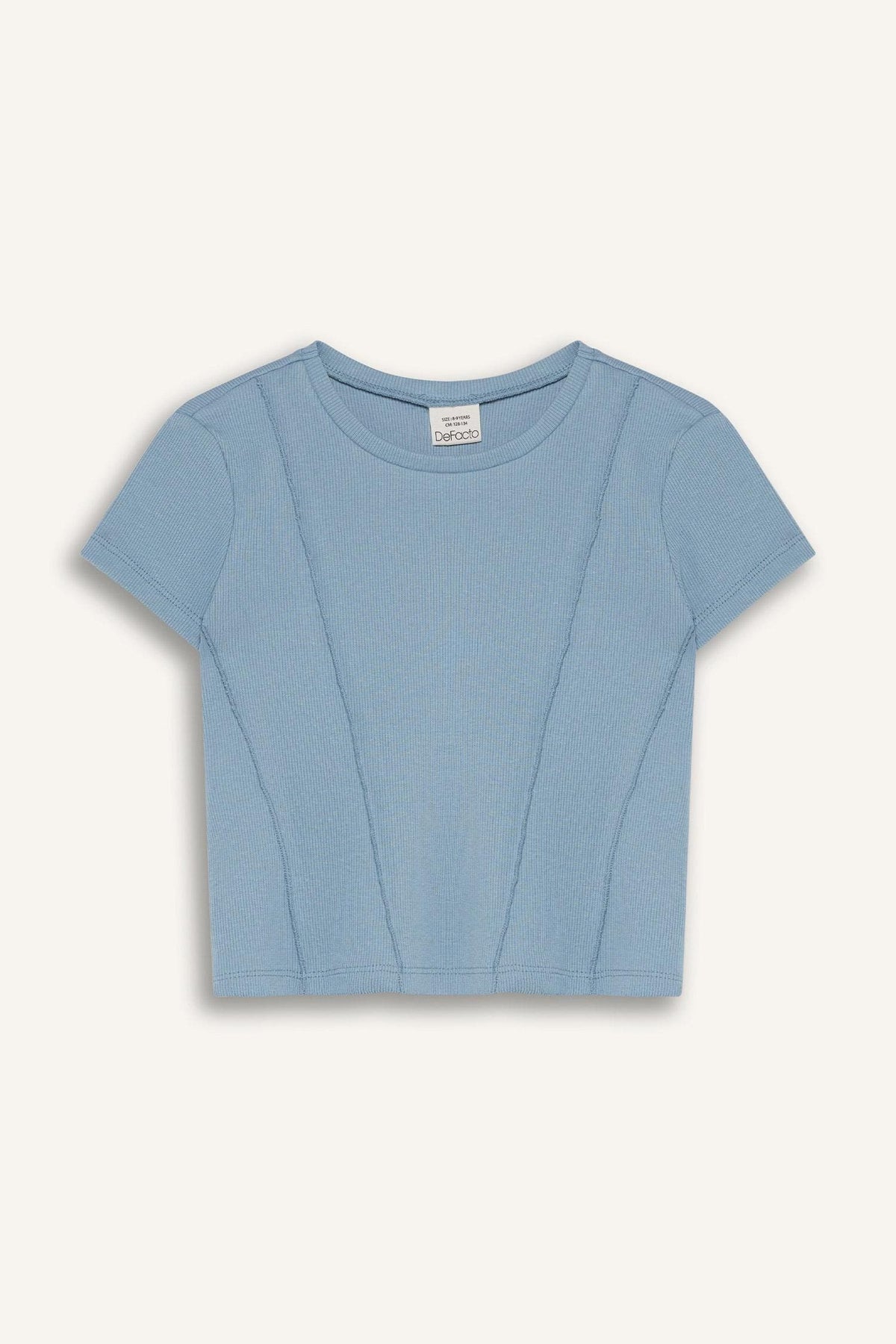 Girl Slim Fit Crew Neck Basic Rib T-Shirt